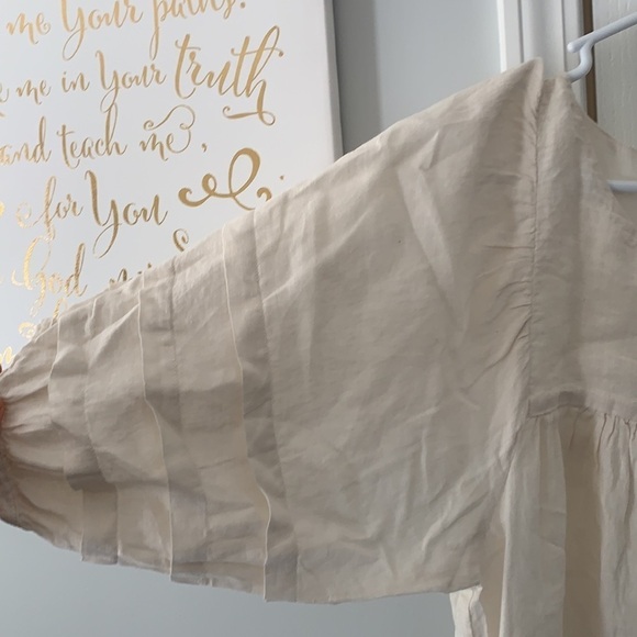 120% Lino Linen Esterino Dress Linen Maxi balloon sleeves bohemian romantic - Picture 4 of 14